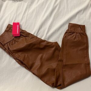 Commando Cognac Brown Faux Leather Joggers